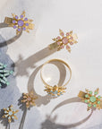 Classic snowflake skinny napkin rings, pastel, set of four