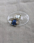 Bedazzled bee wine charms, dark jewel tones