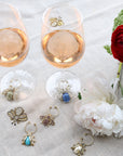 Bedazzled bee wine charms