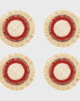 Ruffle edge straw coasters, red
