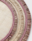 Ruffle edge straw placemats, lilac, set of four