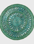 Loopy straw placemats, emerald, set of four