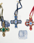 Jeweled cross hanging ornament set