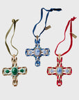 Jeweled cross hanging ornament set