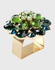 Candy flower napkin rings, emerald, set of four