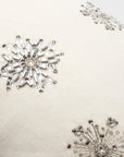 Embroidered snowflake pillow, cream cotton velvet
