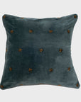 Embroidered star pillow, dark grey cotton velvet