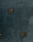 Embroidered star pillow, dark grey cotton velvet
