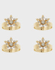 Classic snowflake skinny napkin rings, crystal, set of four