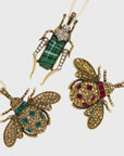 Jeweled insect hanging ornaments, ruby and emerald