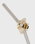 Stripey bee metal straws