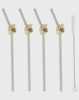 Stripey bee metal straws