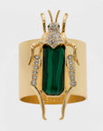 Grasshopper napkin rings, faux malachite, set of two