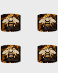 Stripey bee resin napkin rings, tortoiseshell, set of four