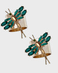 Dragonfly napkin rings, emerald, set of two