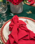 Bow linen napkin, berry, set of two