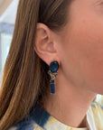 Rosebud earrings, lapis lazuli