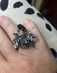 Sparkle bee cocktail ring, hematite