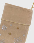 Extra large snowflake stocking, taupe
