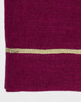 Gold trim dinner napkins, damson, set of two