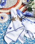 Damask print tablecloth, blue