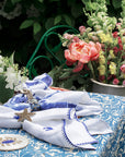 Damask print tablecloth, blue