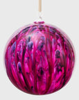 Feather paint large glass balls, magenta, set of two