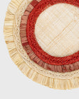 Ruffle edge straw coasters, red