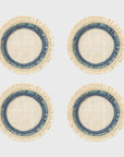 Ruffle edge straw coasters, indigo