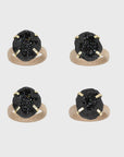 Rustic druzy napkin rings, black, set of four