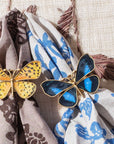 Painterly butterfly napkin rings, blue, set of four