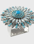 Jewel flower napkin rings, turquoise, set of four