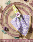 Joyful block print napkin, lilac, set of two