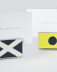 Nautical flag placecard holders, yellow, set of four