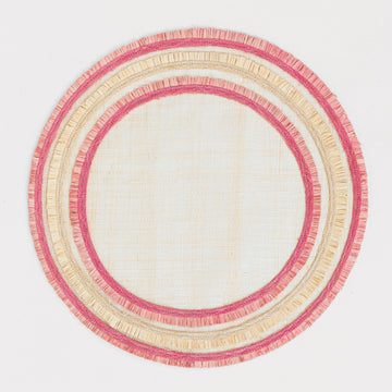 Ruffle edge straw placemat, pink, set of four