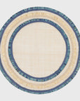 Ruffle edge straw placemat, indigo, set of four