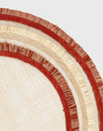 Ruffle edge straw placemat, red, set of four