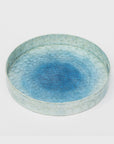 Large ombre capiz tray, blue