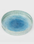 Large ombre capiz tray, blue