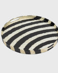 Extra large striped capiz tray, black