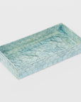 Capiz trays, aqua blue , set of two