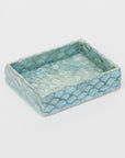 Capiz trays, aqua blue , set of two