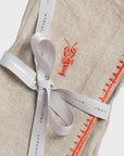 Lobster embroidered dinner napkins, flax, set of two