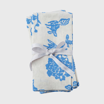 Garden print napkin, blue, set of two