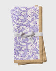 Joyful block print napkin, lilac, set of two