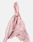 Bow linen napkin, red stripe, set of two