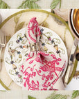 Garden print napkin, pink, set of two