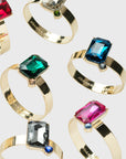 Multi gem napkin rings, set of eight