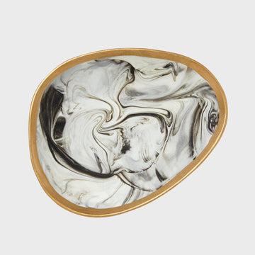 Marbleized porcelain ring dish, grey