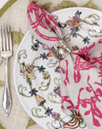 Garden print napkin, pink, set of two